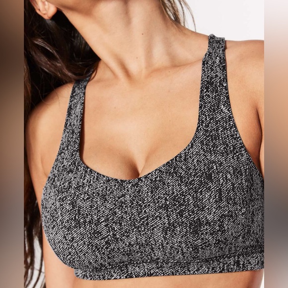 Lululemon Free To Be Serene Bra Power Luxtreme Denim Twill Black White Size 6 - Picture 2 of 9